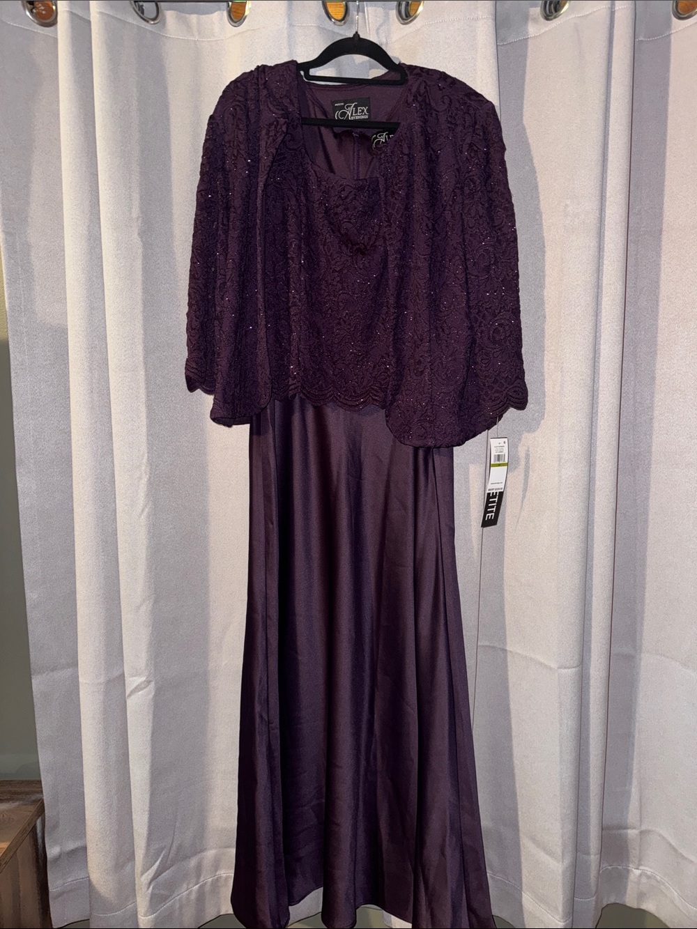 Alex Evenings Sequined Evening Dress - Deep Eggplant Purple